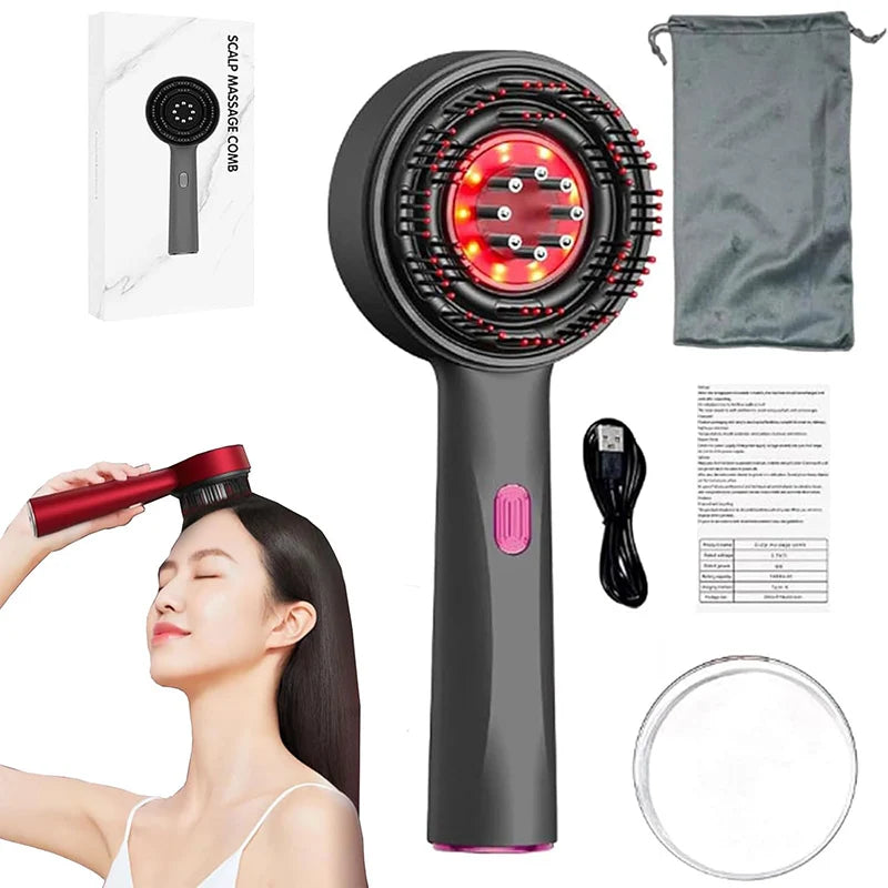 Microcurrent Scalp Massager with 630nm Red Light – Hair Growth & Anti-Hair Loss