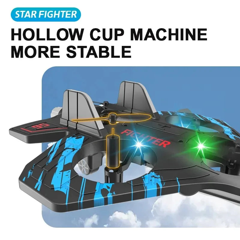 RC Fighter Jet – 360° Spins, LED Lights & Crash-Resistant Foam