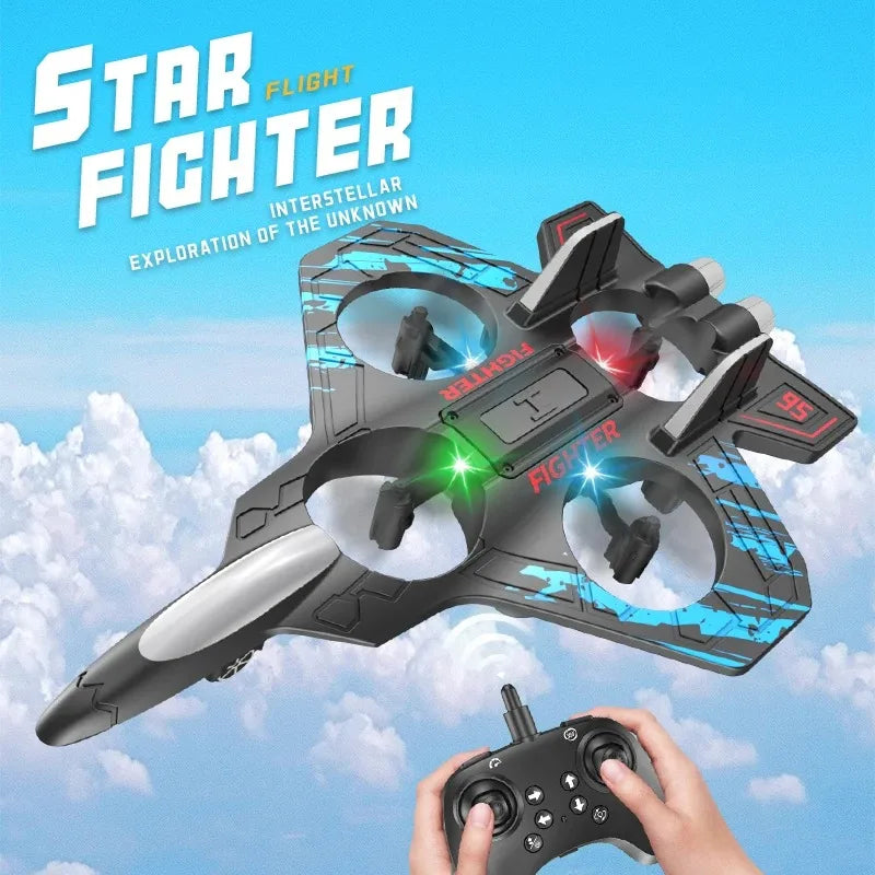 RC Fighter Jet – 360° Spins, LED Lights & Crash-Resistant Foam