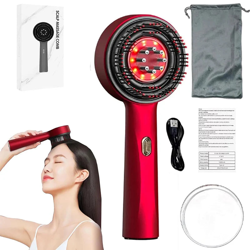 Microcurrent Scalp Massager with 630nm Red Light – Hair Growth & Anti-Hair Loss