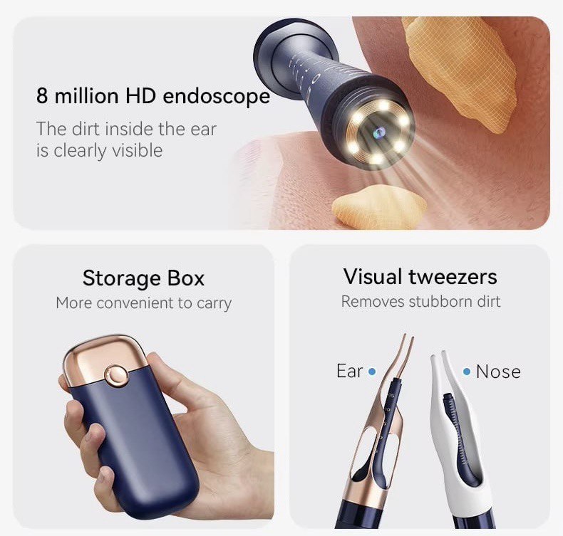 Nettoyeur d’oreilles avec caméra HD – Vision précise et nettoyage sécurisé