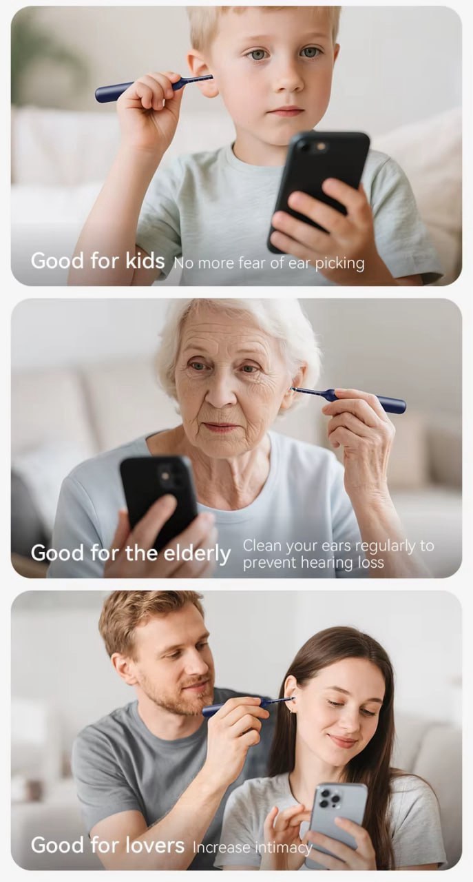 Nettoyeur d’oreilles avec caméra HD – Vision précise et nettoyage sécurisé